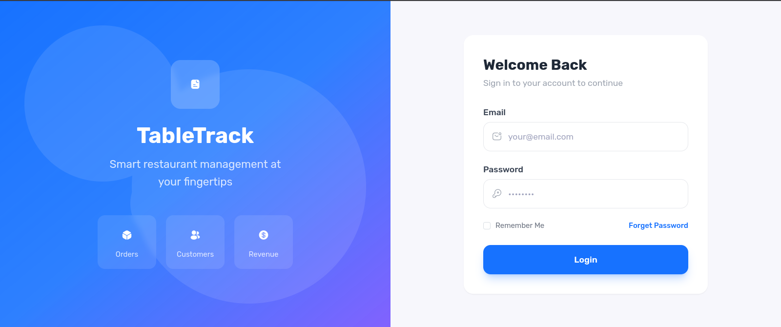 TableTrack Login