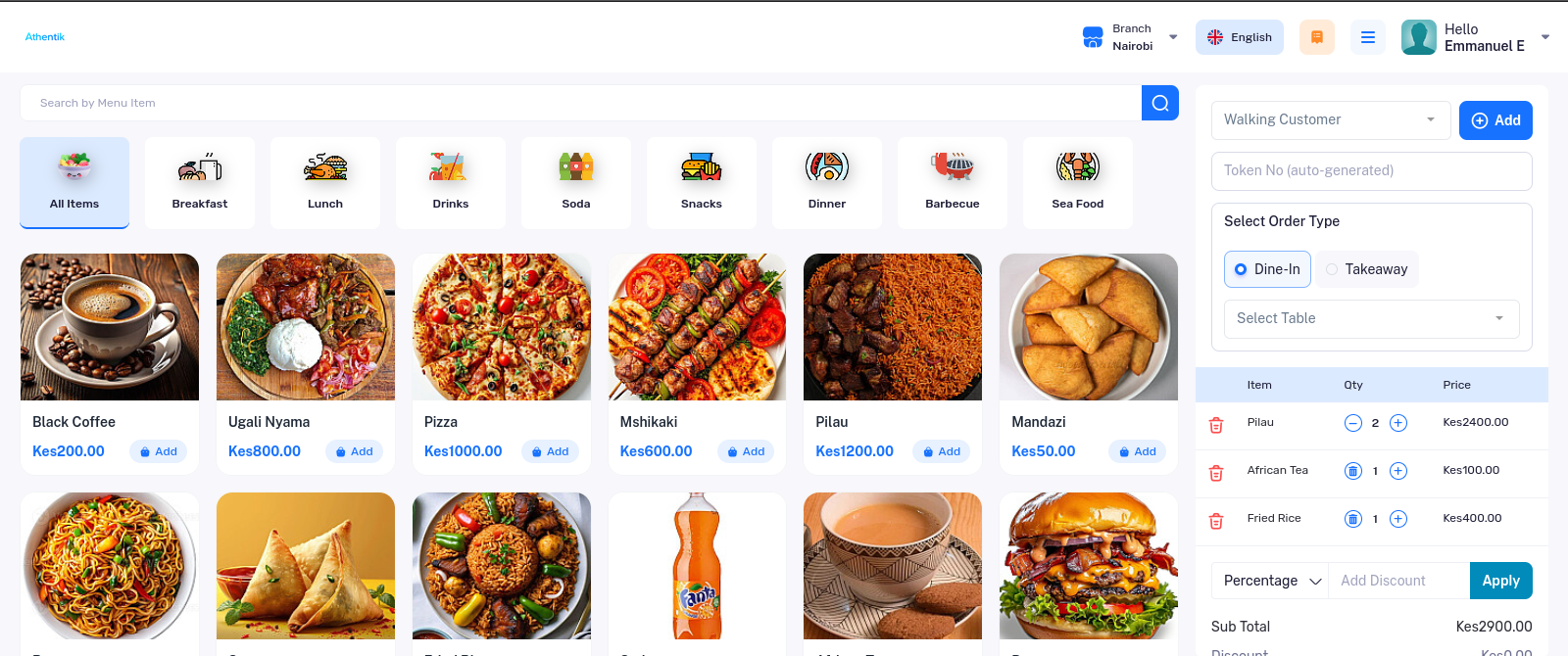 TableTrack POS Interface